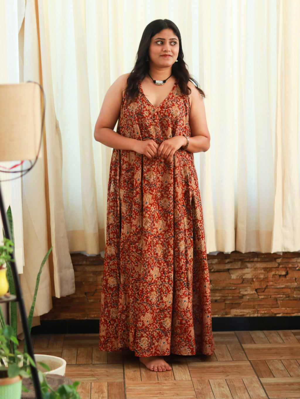 Long Dress(Maroon Print)